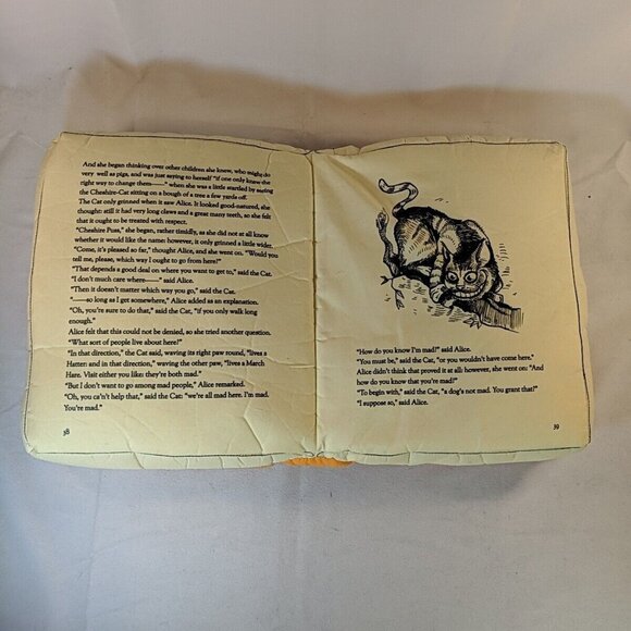 Think Geek Olde Book Pillow Alice’s Adventures in Wonderland Orange Plush - Picture 2 of 12